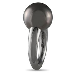 Mikimoto Margarita 18K White Gold Black South Sea Pearl Ring