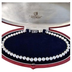 Mikimoto Marilyn Monroe Pearl Strand Necklace 7-9mm 16" 18k Diamond Limited rare