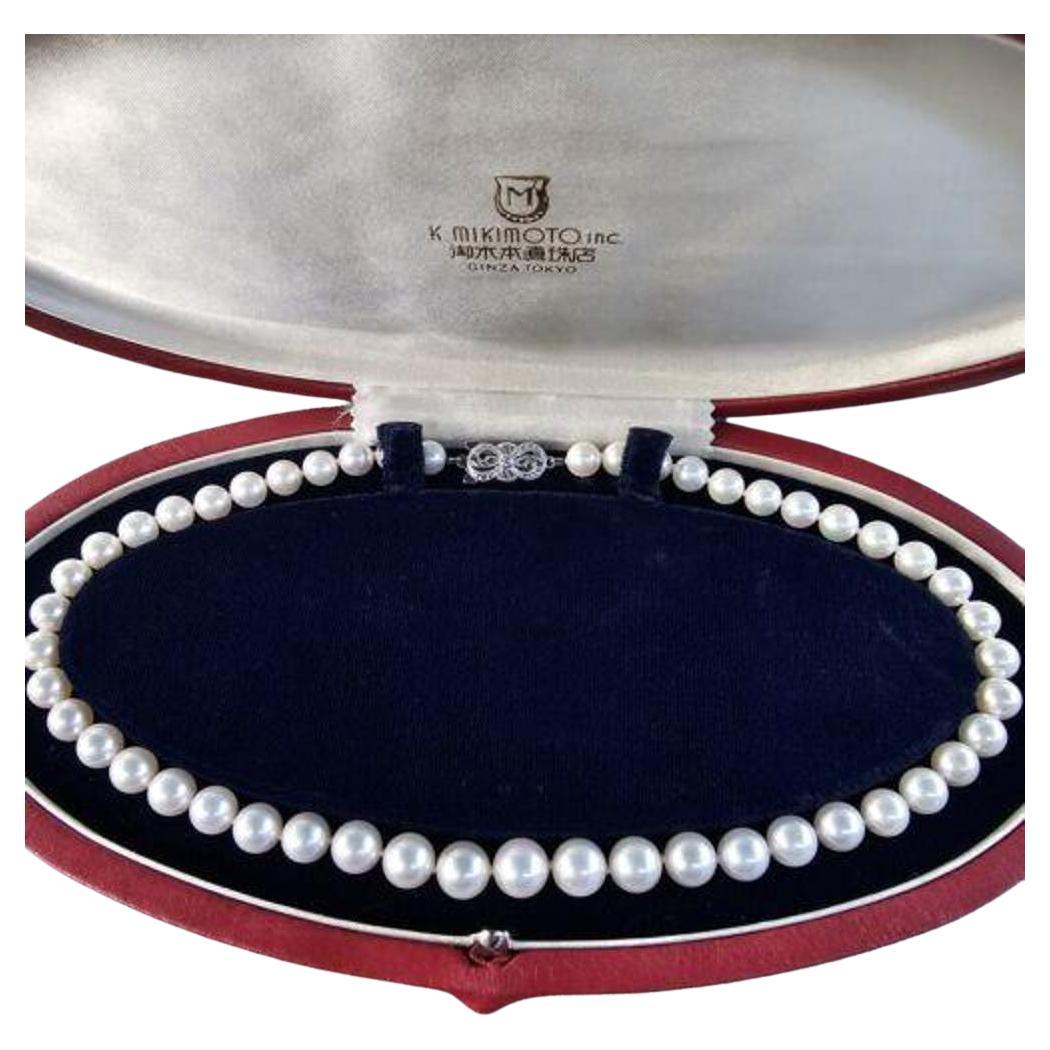 Mikimoto Marilyn Monroe Pearl Strand Necklace 7-9mm 16" 18k Diamond Limited rare