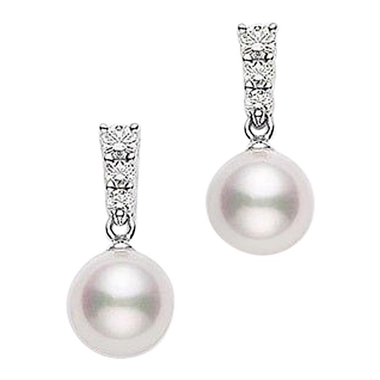 Mikimoto Morning Dew Akoya Cultured Pearl Earrings 18 Karat White Gold PEA642DW
