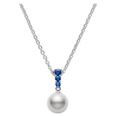 Mikimoto Morning Dew Akoya Cultured Pearl Pendant with Blue Sapphire, PPA403SW