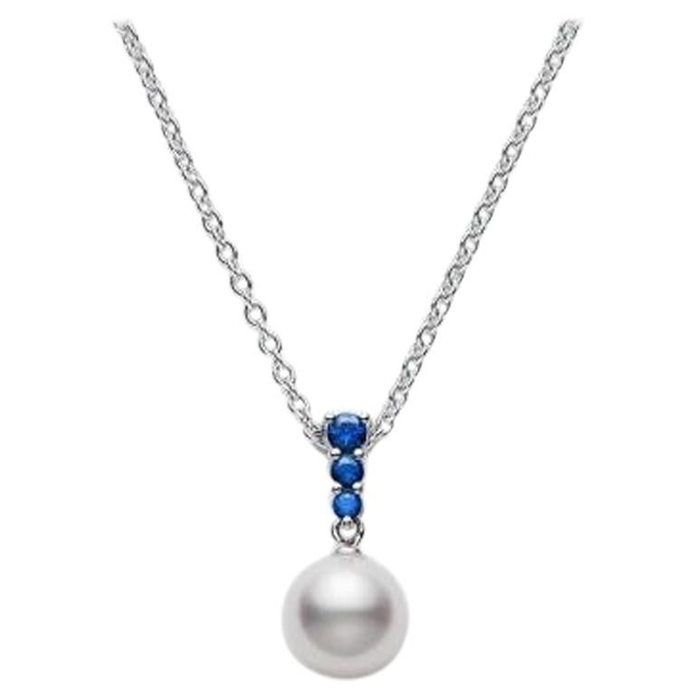 Mikimoto Morning Dew Akoya Cultured Pearl Pendant with Blue Sapphire, PPA403SW