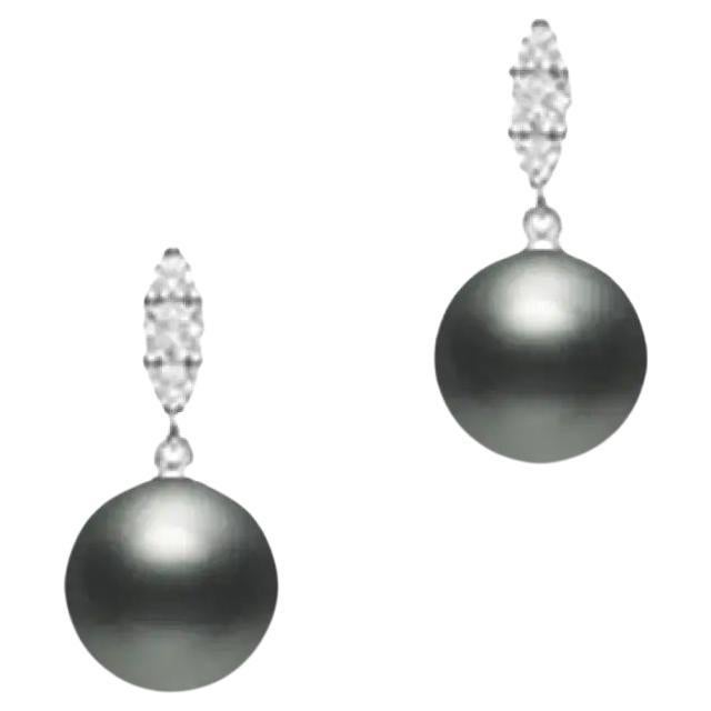 Mikimoto Morning Dew Black South Sea Cultured Pearl Earrings MEA10328BDXW For Sale