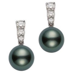 Mikimoto Boucles d'oreilles Morning Dew noires en perles des mers du Sud et diamants PEA643BDW