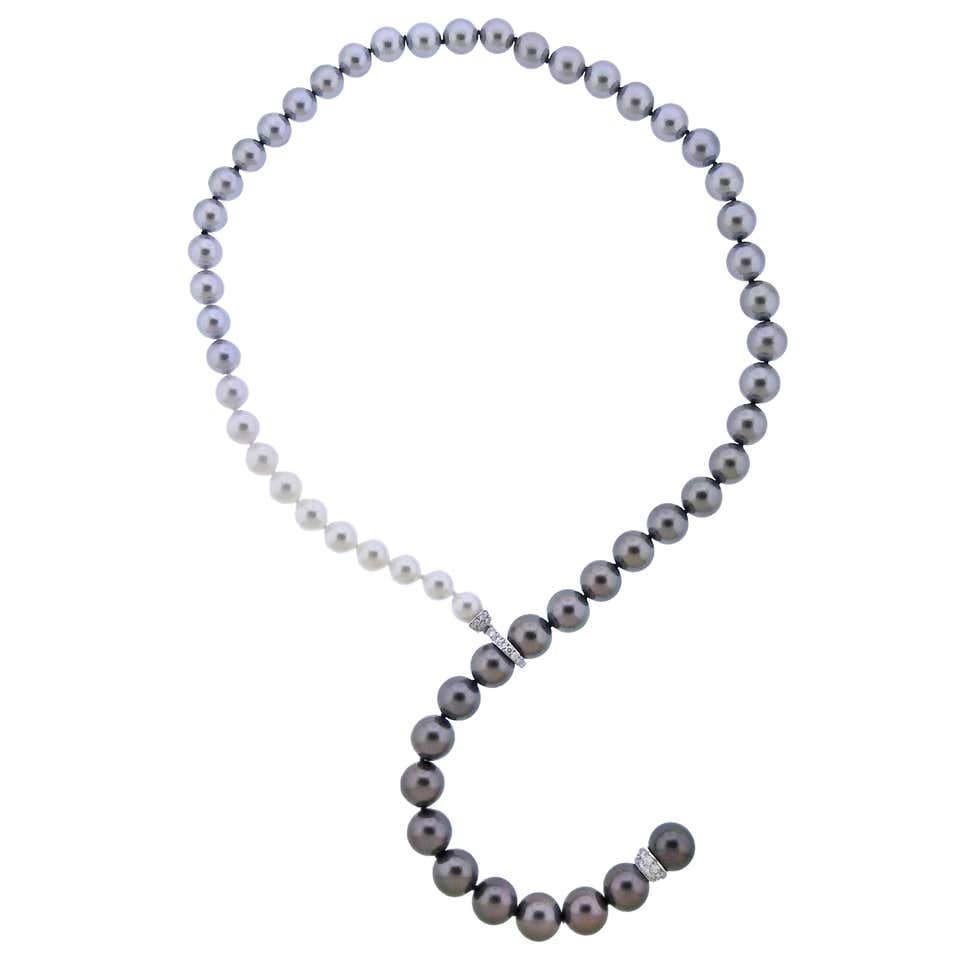 Buccellati Gold Diamond South Sea Pearl Lariat Necklace at 1stDibs