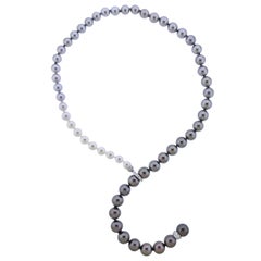 Mikimoto Multi-Color South Sea Pearl Gold Diamond Necklace