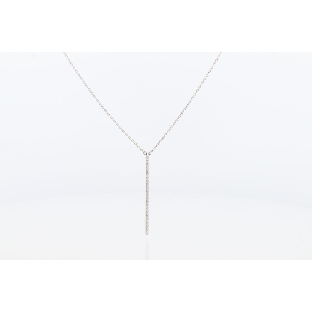 MIKIMOTO Necklace. 18k White gold Mikimoto Diamond Bar pendant. 18k White For Sale 6