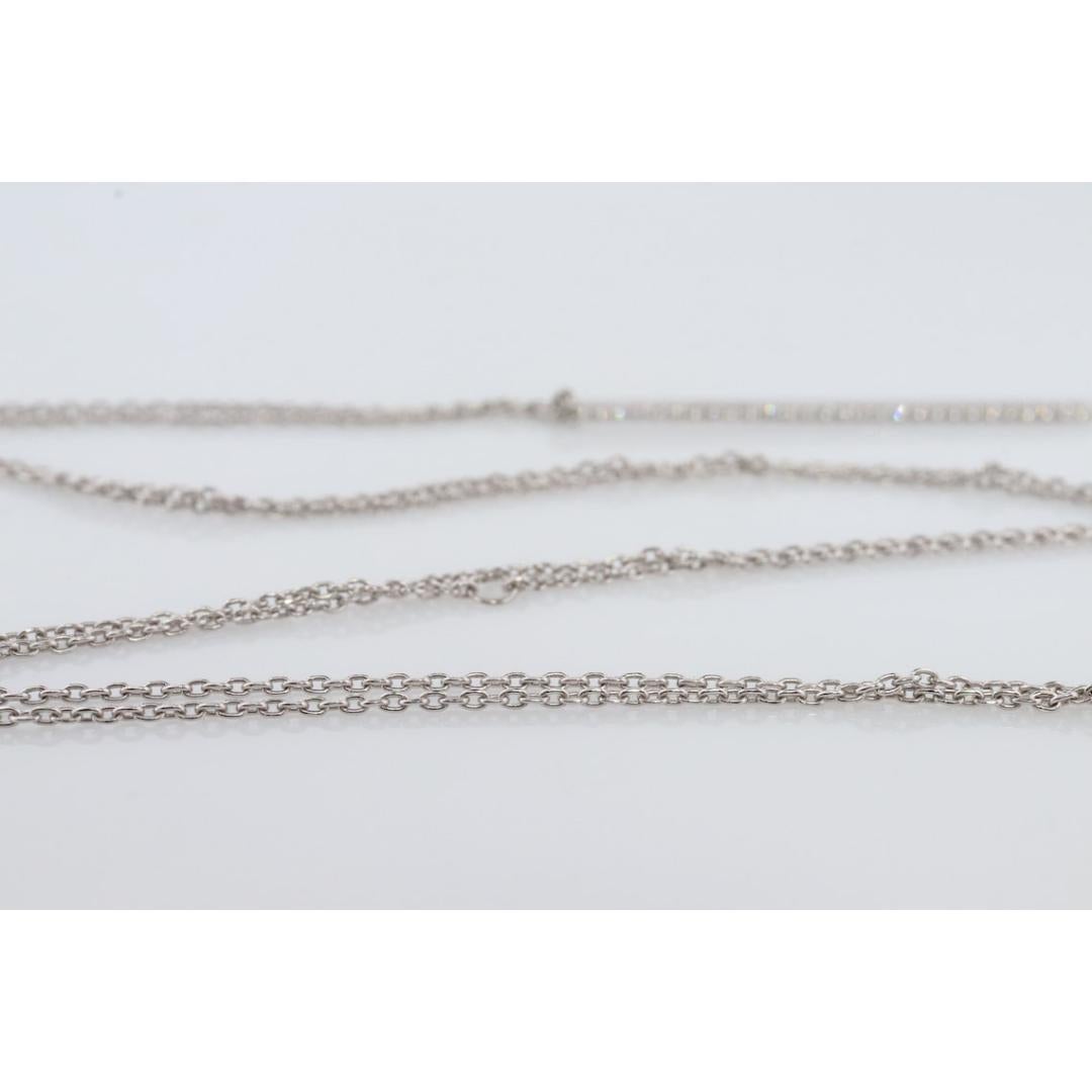 Vintage

Gemstone: Diamond

Privileged to sell this beautiful piece.

MIKIMOTO Authentic strand.

18k White Gold Diamond Pave Bar.

Details
Single strand 24in
0.12ctw Diamond Pave Bar
Bar is 1.5mm by 35mm
3.1grams
This is an incredibly rare piece.