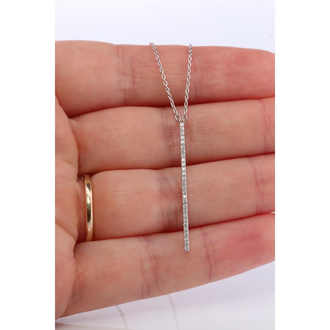 MIKIMOTO Necklace. 18k White gold Mikimoto Diamond Bar pendant. 18k White For Sale 4