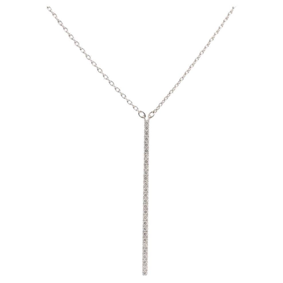 Collar MIKIMOTO. Colgante Barra de Diamantes Mikimoto de oro blanco de 18k. Blanco 18k