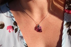 Mikimoto Necklace. Vintage 18k Gold Mikimoto Pearl Amethyst Grape Vine pendant.