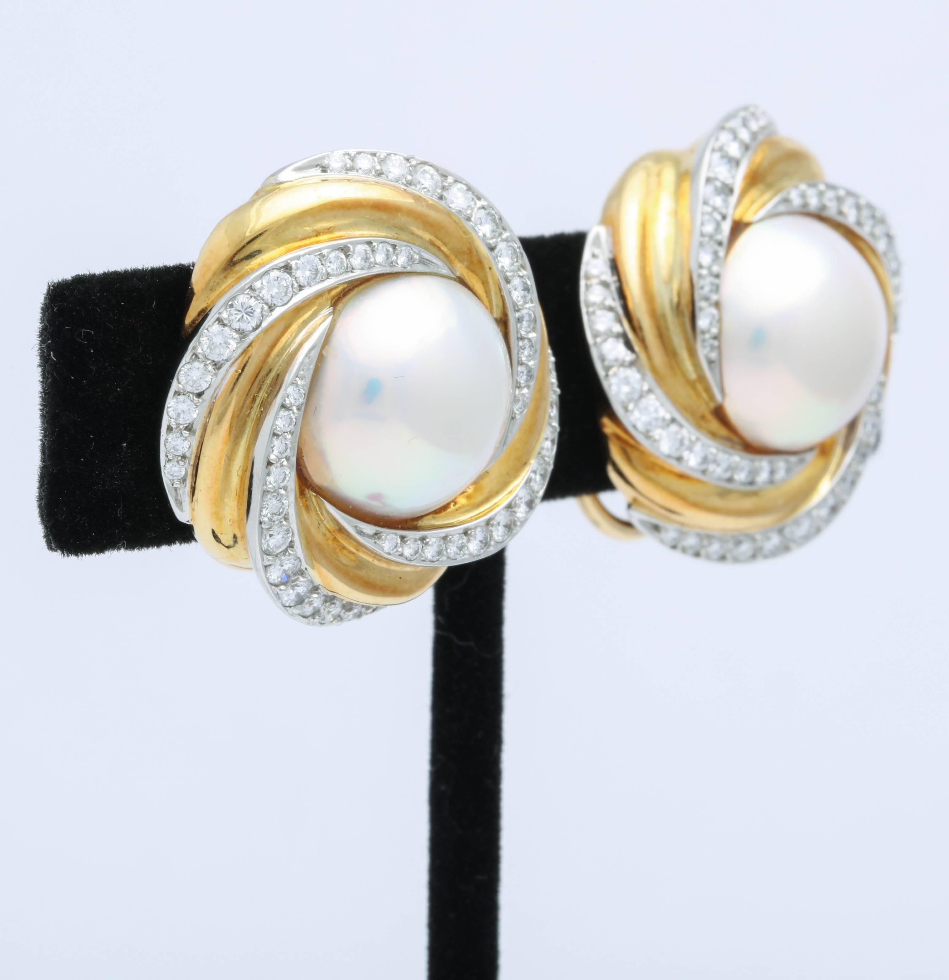 pearl and diamond clip on earrings