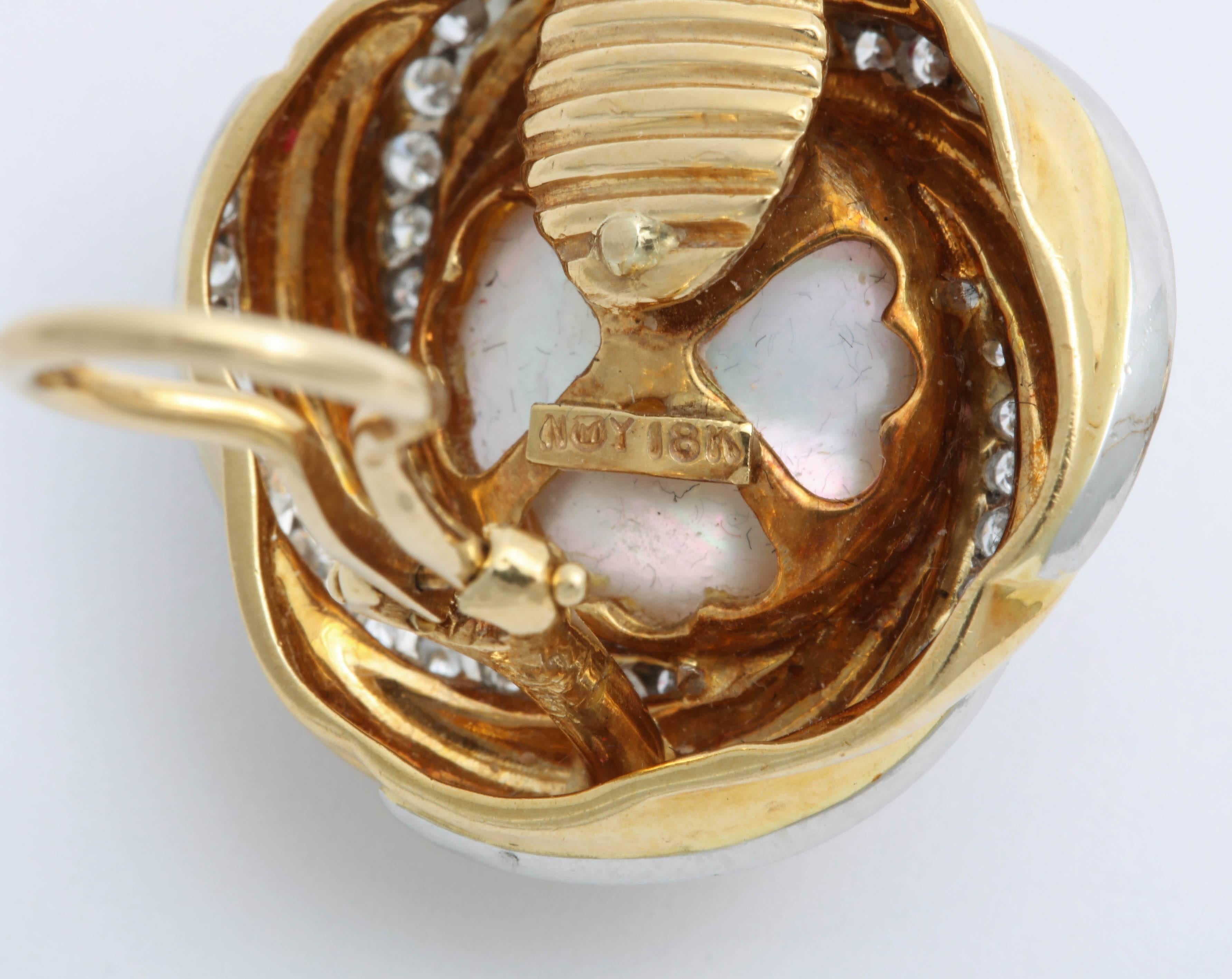 Women's Mikimoto-NY Mabe Pearl and Diamond Clip-On Earrings