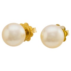 Mikimoto pearl 18k yellow gold stud earrings