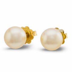 Boucles d'oreilles en or jaune 18k avec perles de Mikimoto