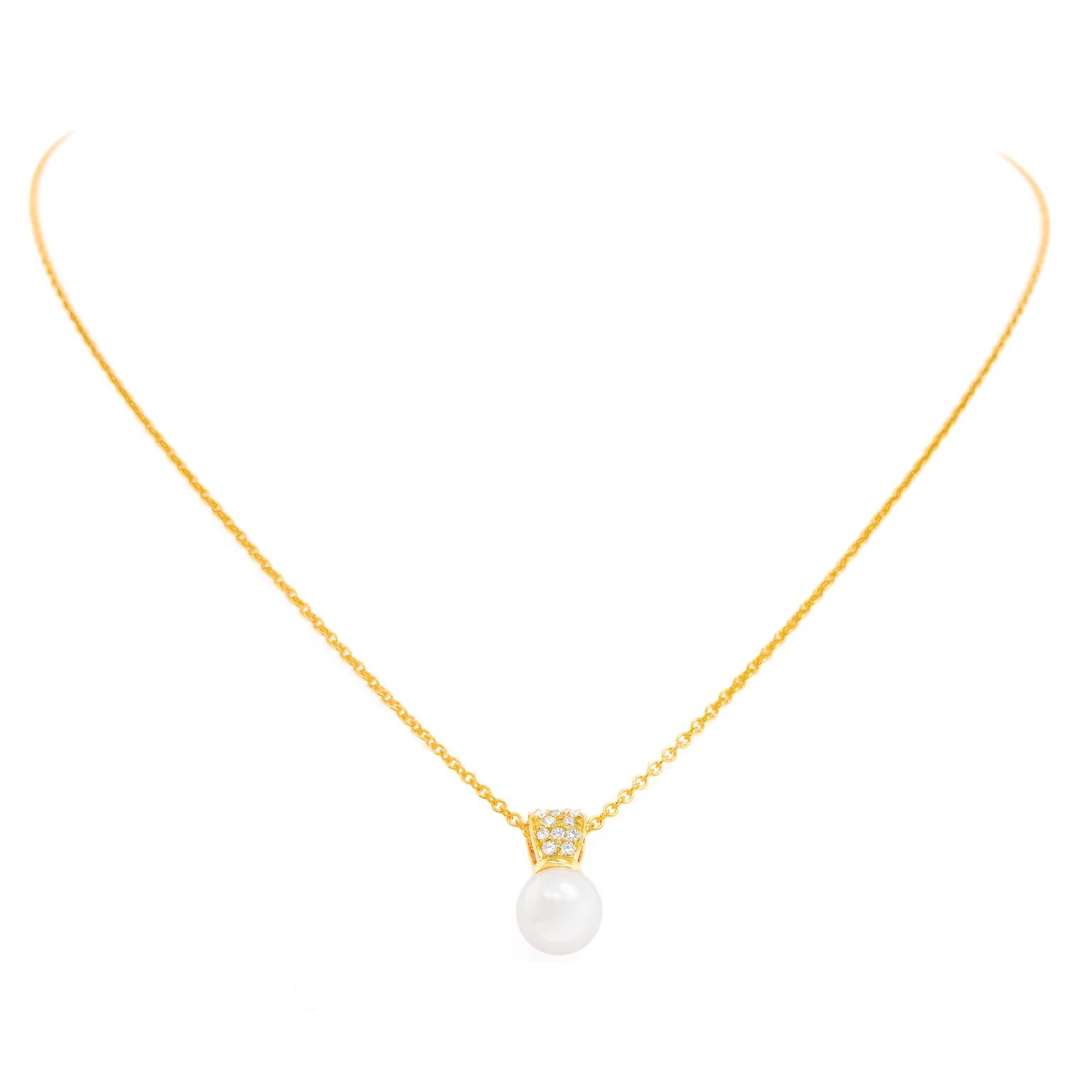 Collier de perles et de diamants Mikimoto en vente 4