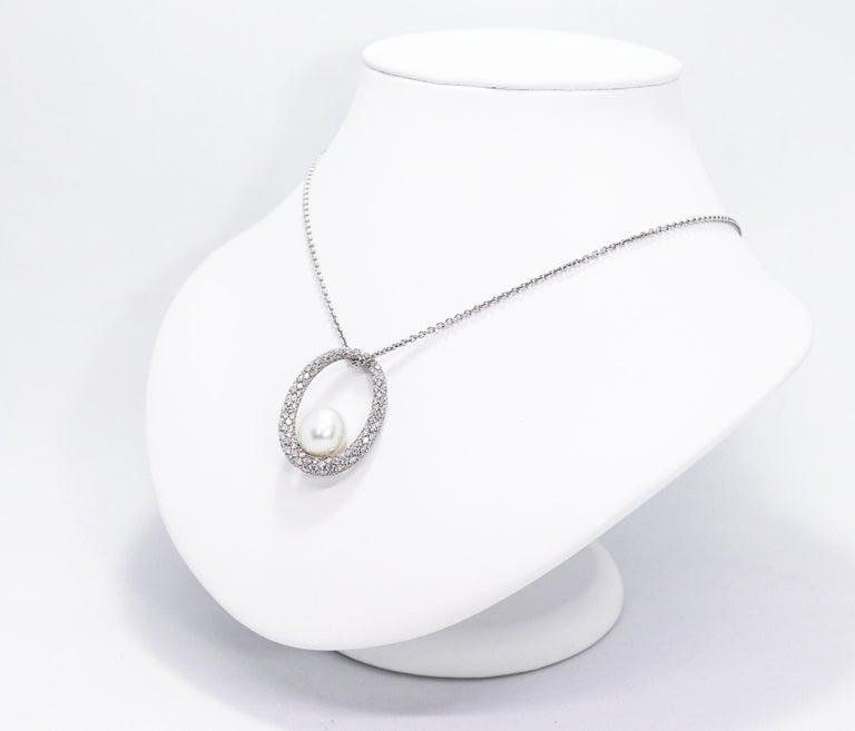 Mikimoto Pearl and Diamond Pendant with 18 Carat White Gold Chain at ...