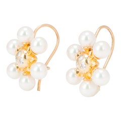 Mikimoto Pearl and Diamond Snowflake Earrings