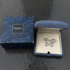 Mikimoto Pearl Brooch Pin Butterfly Ruby Sapphire Diamond 18k White Gold 7.3g