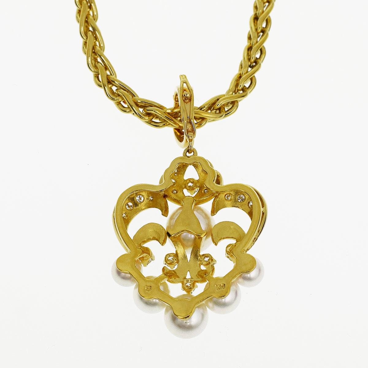 Women's Mikimoto Pearl Diamond 18 Karat Yellow Gold Pendant Necklace