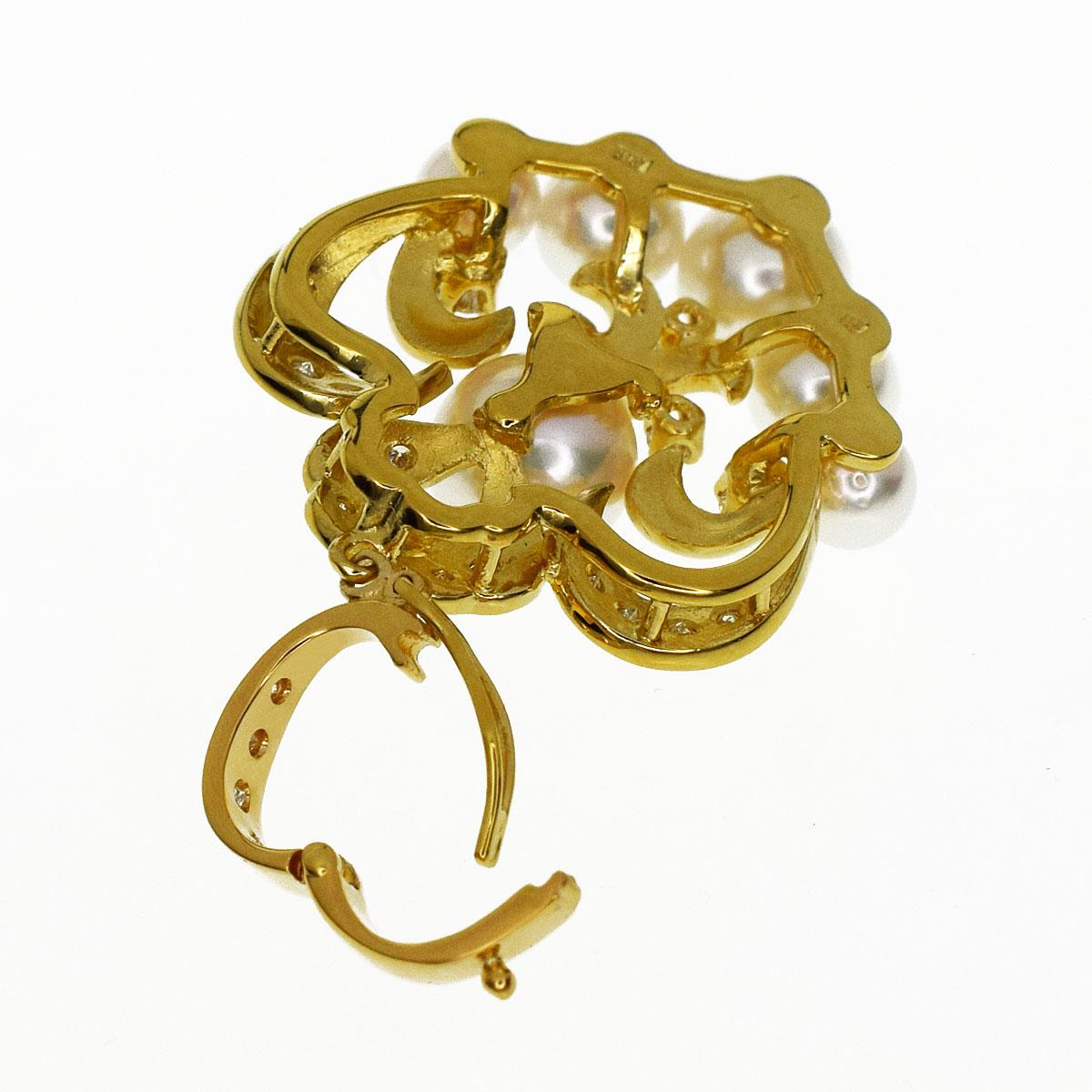 Mikimoto Pearl Diamond 18 Karat Yellow Gold Pendant Necklace 1