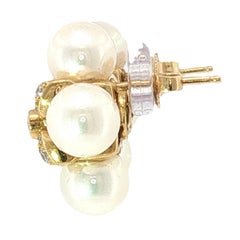 Pendientes de perlas y diamantes Mikimoto: pendientes de oro amarillo de 18 quilates con perlas cultivadas