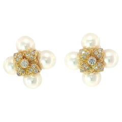 Pendientes de perlas y diamantes Mikimoto: pendientes de oro amarillo de 18 quilates con perlas cultivadas