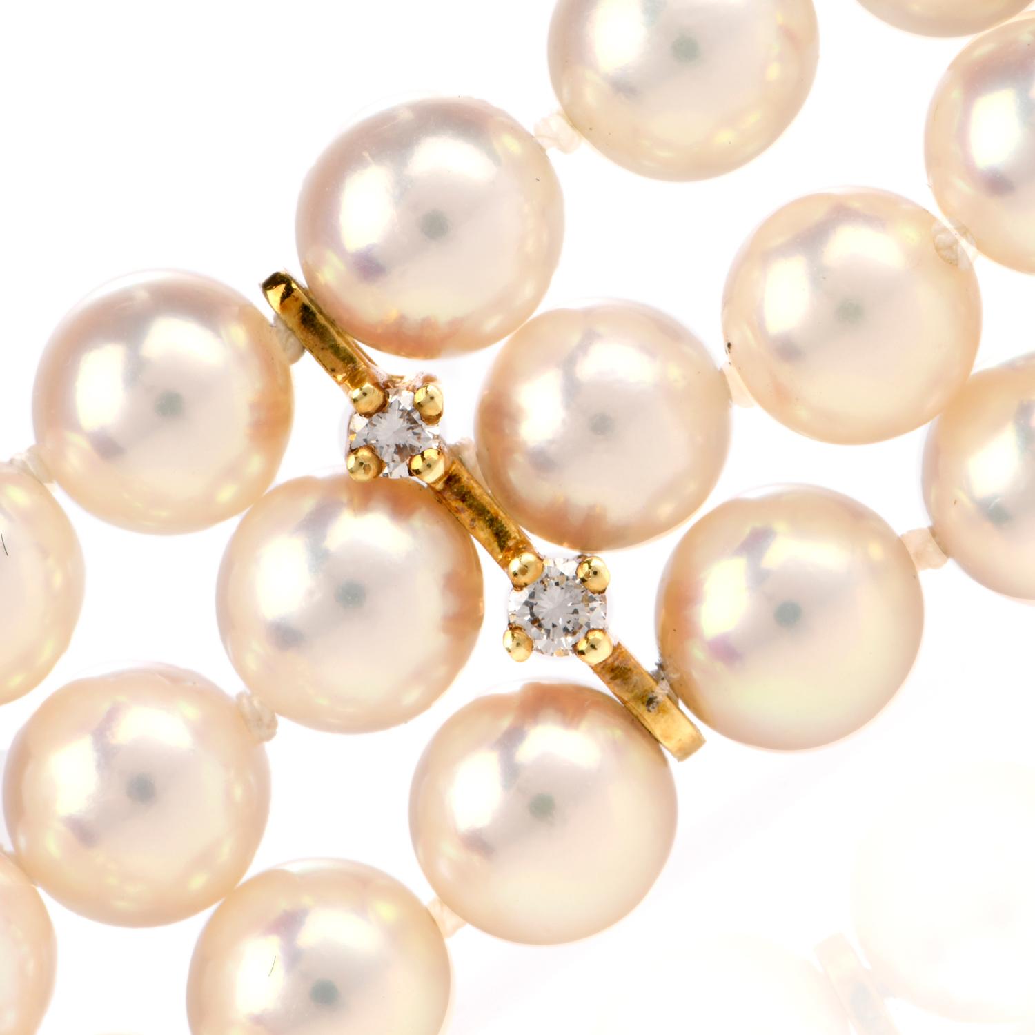 Mikimoto Pearl Diamond Flower Gold Bracelet 2