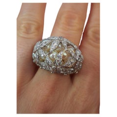 Mikimoto Ring mit Perlen und Diamanten