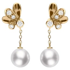 Used Mikimoto Pearl & Diamond rose gold Dandelion earrings  PEH 5434D Z. 