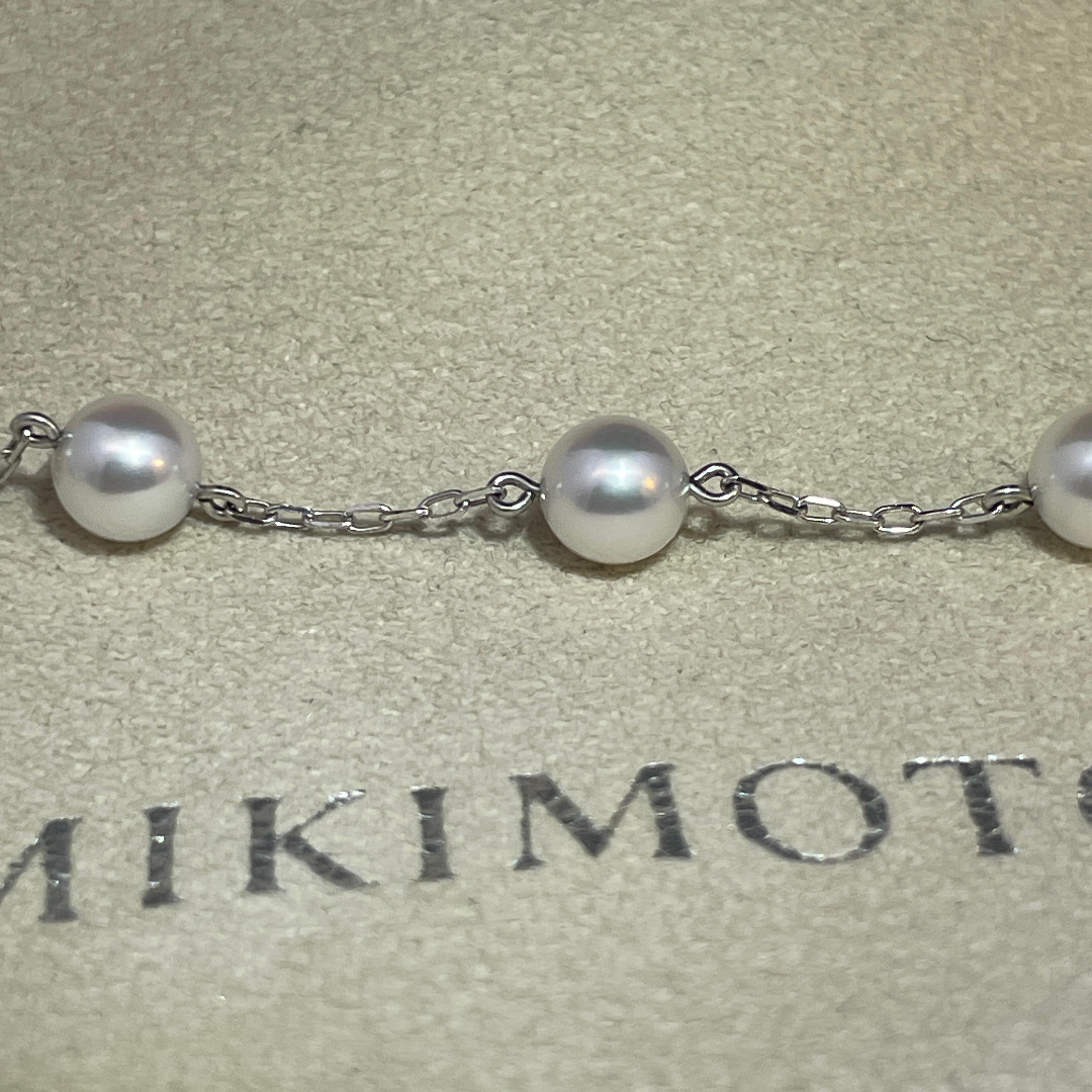 Mikimoto Pearl Exquisite Bracelet 18k White Gold For Sale 3