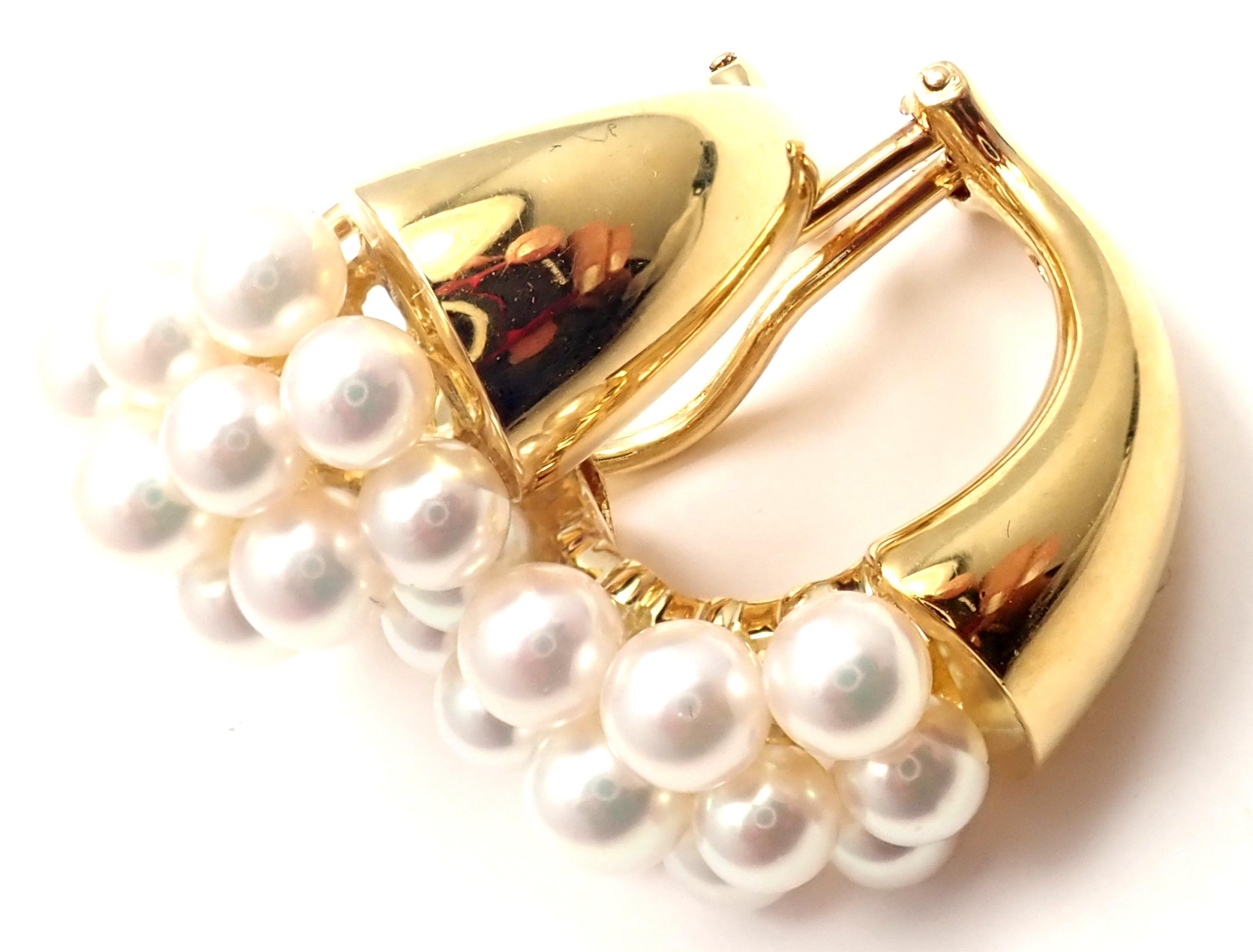 Mikimoto Pearl Hoop Yellow Gold Earrings 2