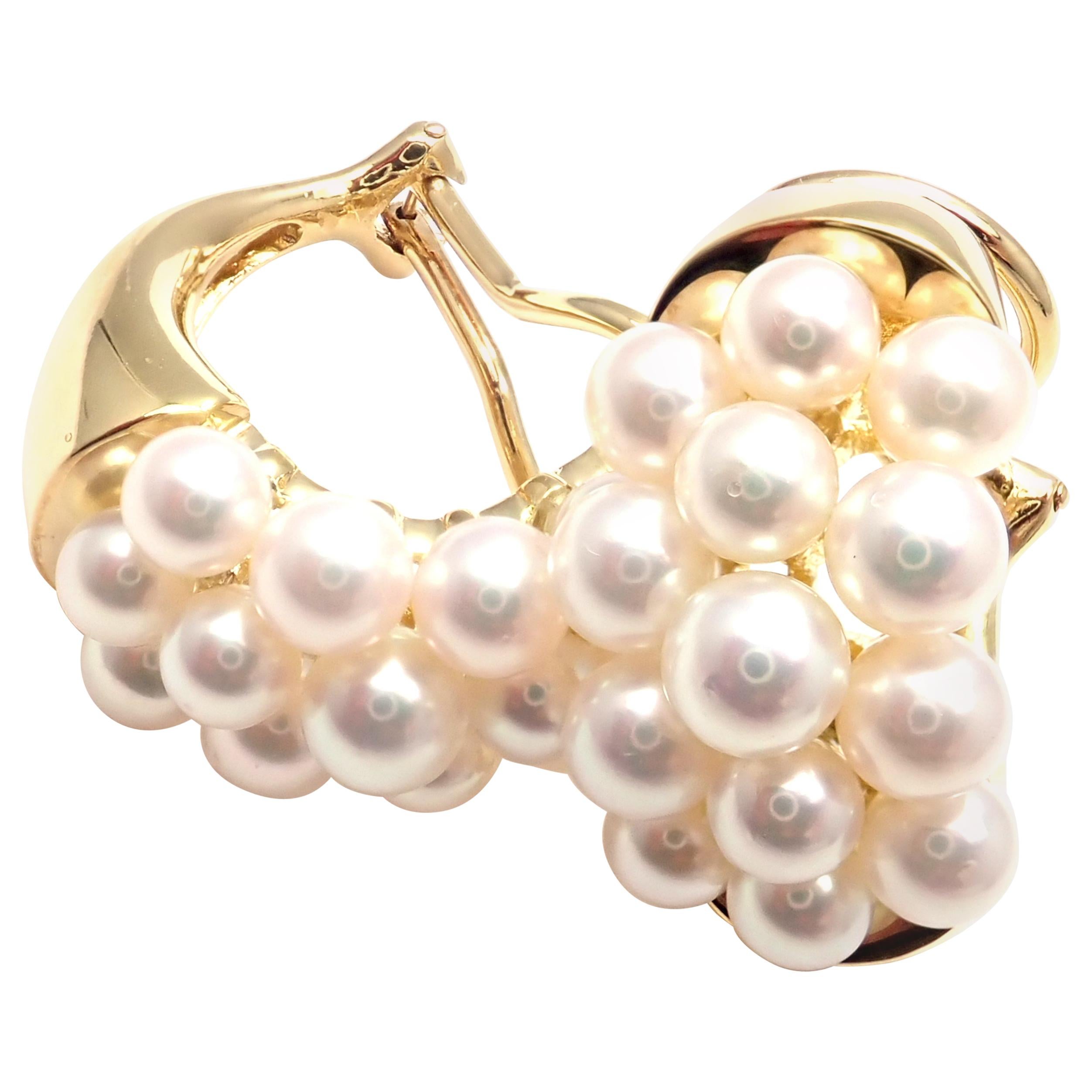 Mikimoto Pearl Hoop Yellow Gold Earrings
