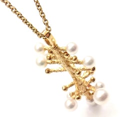 Mikimoto Perle Beweglicher Gelbgold-Anhänger Halskette