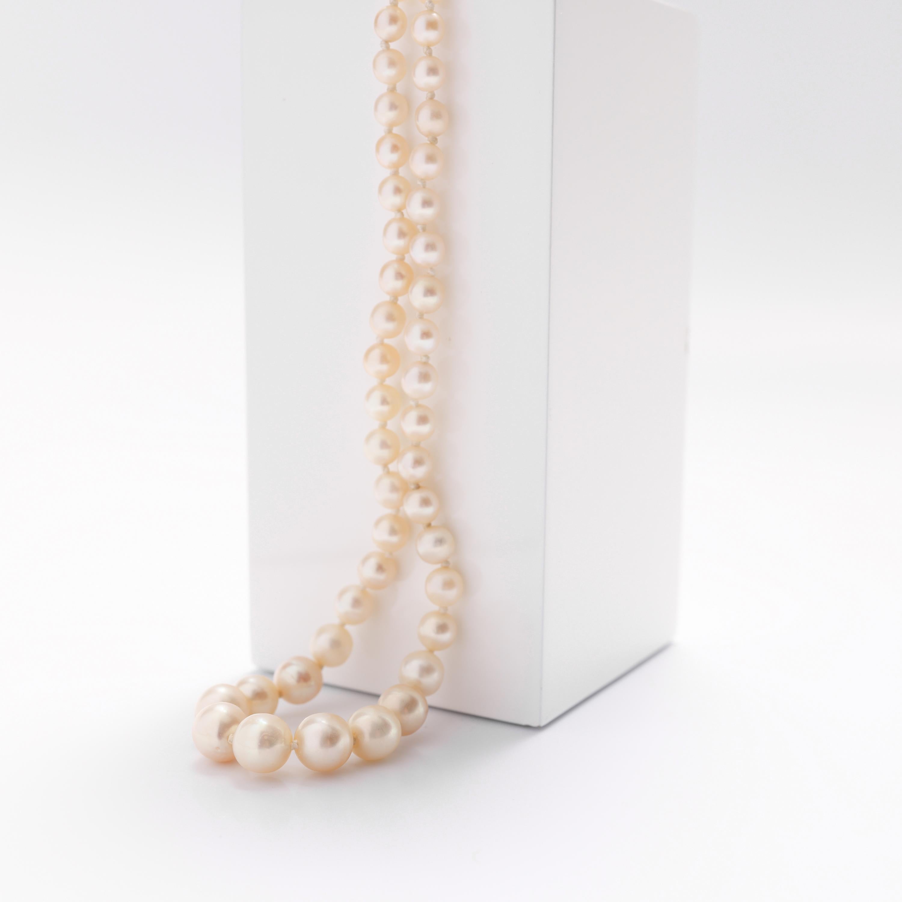 Round Cut Mikimoto Pearl Necklace 1926 World's Fair Edition Diamond Clasp Original