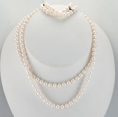 Mikimoto Collar de perlas Conjunto de pulsera de perlas Plata de ley