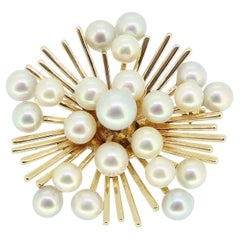 Vintage Mikimoto Pearl Starburst Brooch