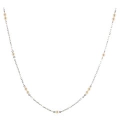 Mikimoto Pearl Station Necklace 18K White Gold and Akoya Pearls