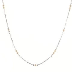 Mikimoto Pearl Station Necklace 18K White Gold and Akoya Pearls