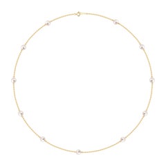Mikimoto Pearl Station Yellow Gold Necklace