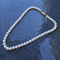 Mikimoto Pearl Strand Necklace 18k Yellow Gold 6.5 to 7mm Akoya Box Paper 16"