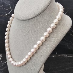 Mikimoto Perlenstrang Halskette Akoya 8,5-9mm 18k Gold 18" Rosa Farbton
