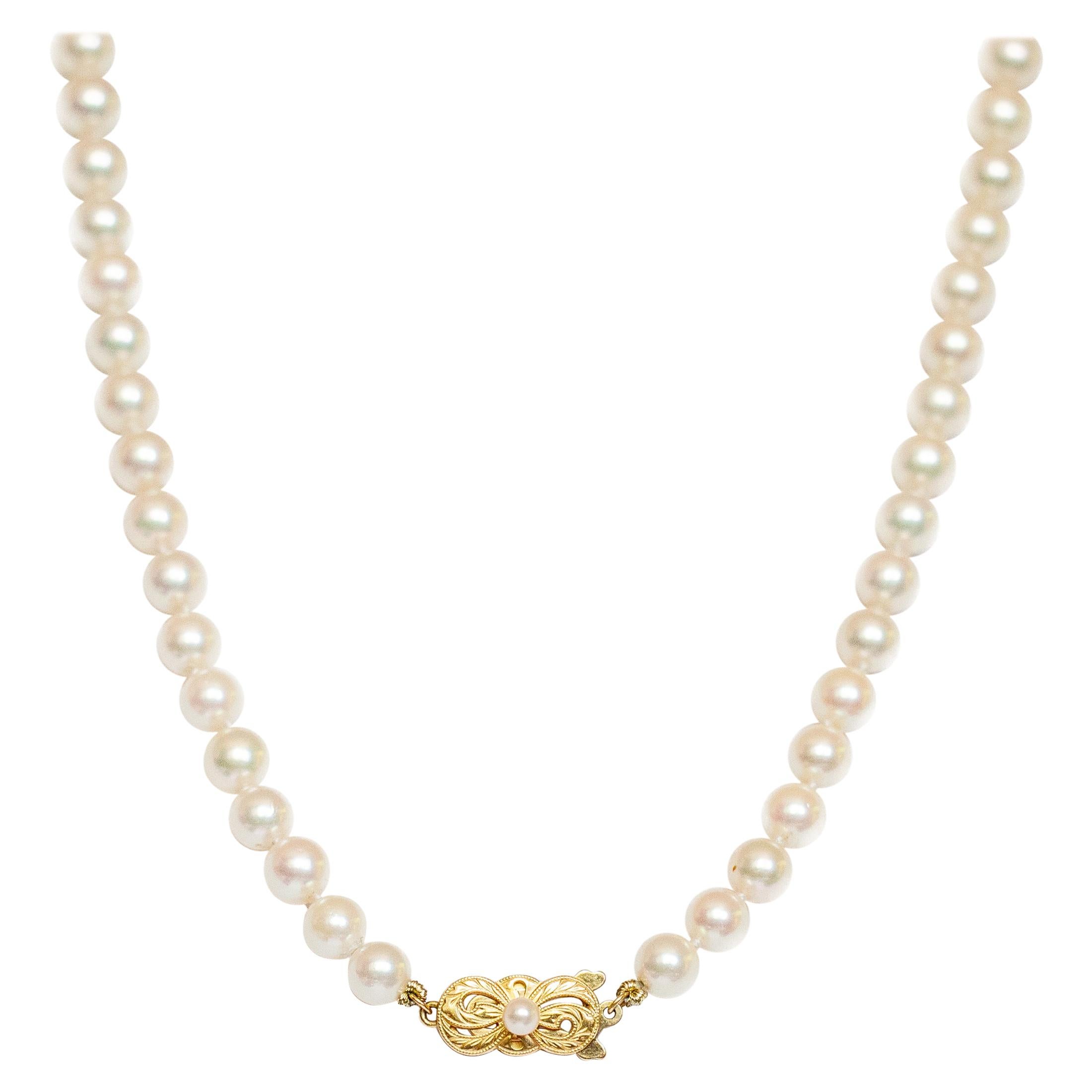 Mikimoto Pearl Strand Necklace with Diamond Rondelles