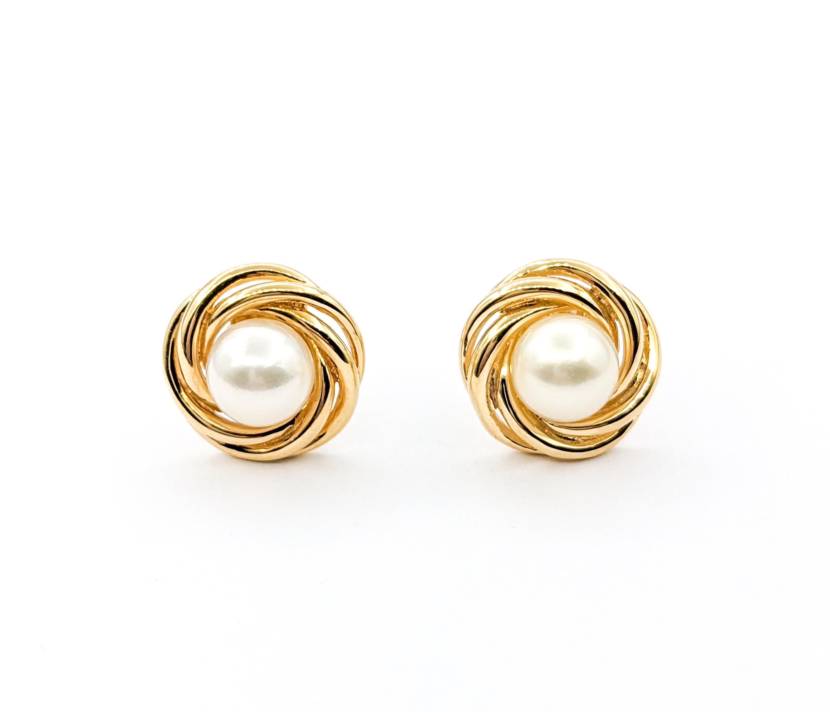 Mikimoto Pearl Stud Earrings In Yellow Gold 1
