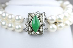 Mikimoto Perlen-Weißgold-Perlen-Jade-Armband