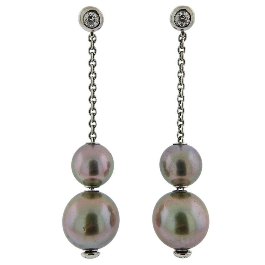 Mikimoto Pearls in Motion Gold Tahitian Pearl Diamond Earrings
