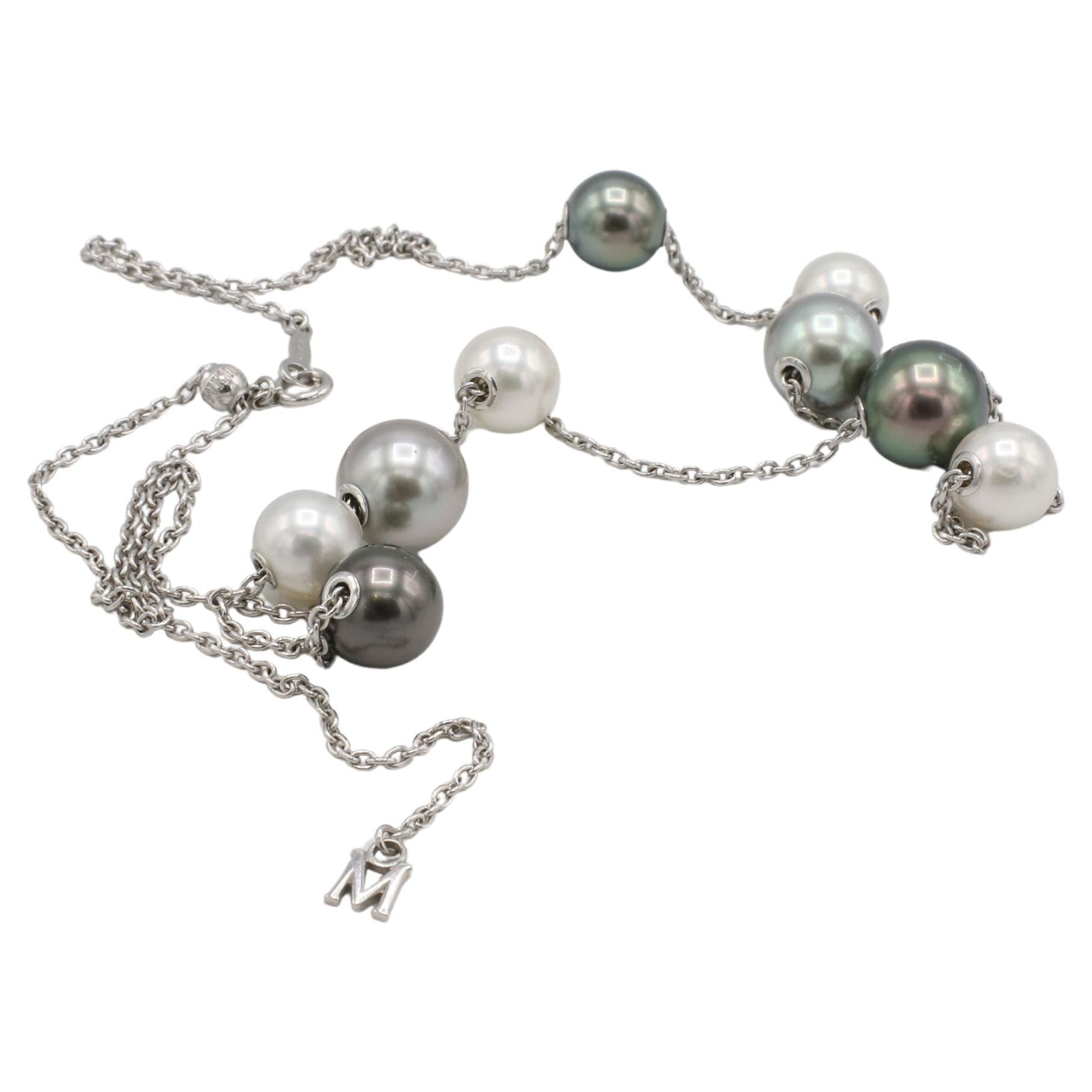 Mikimoto Pearls in Motion Movable Station 18K Kette Link Halskette Box & Papiere (Moderne) im Angebot