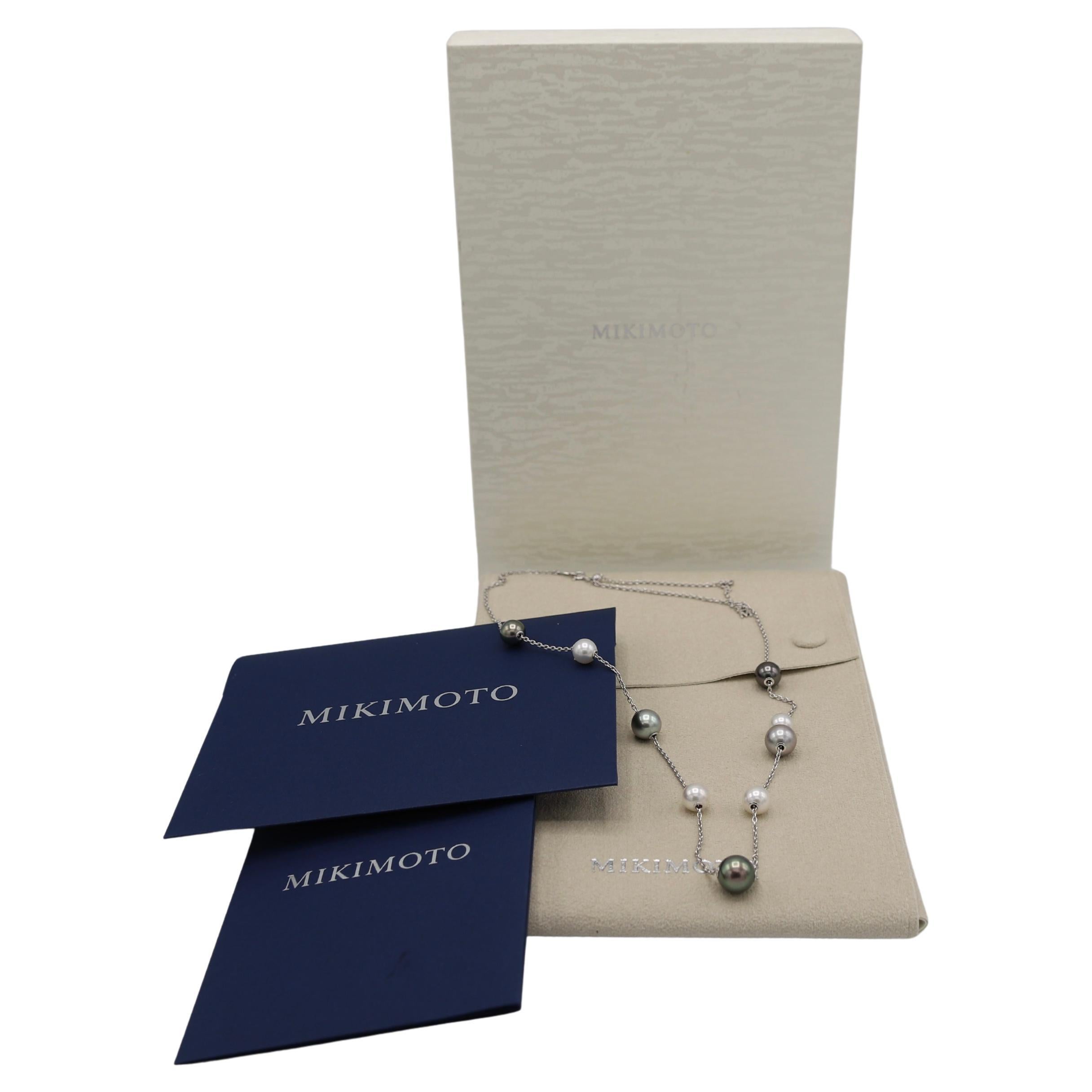Mikimoto Pearls in Motion Movable Station 18K Kette Link Halskette Box & Papiere (Perle) im Angebot