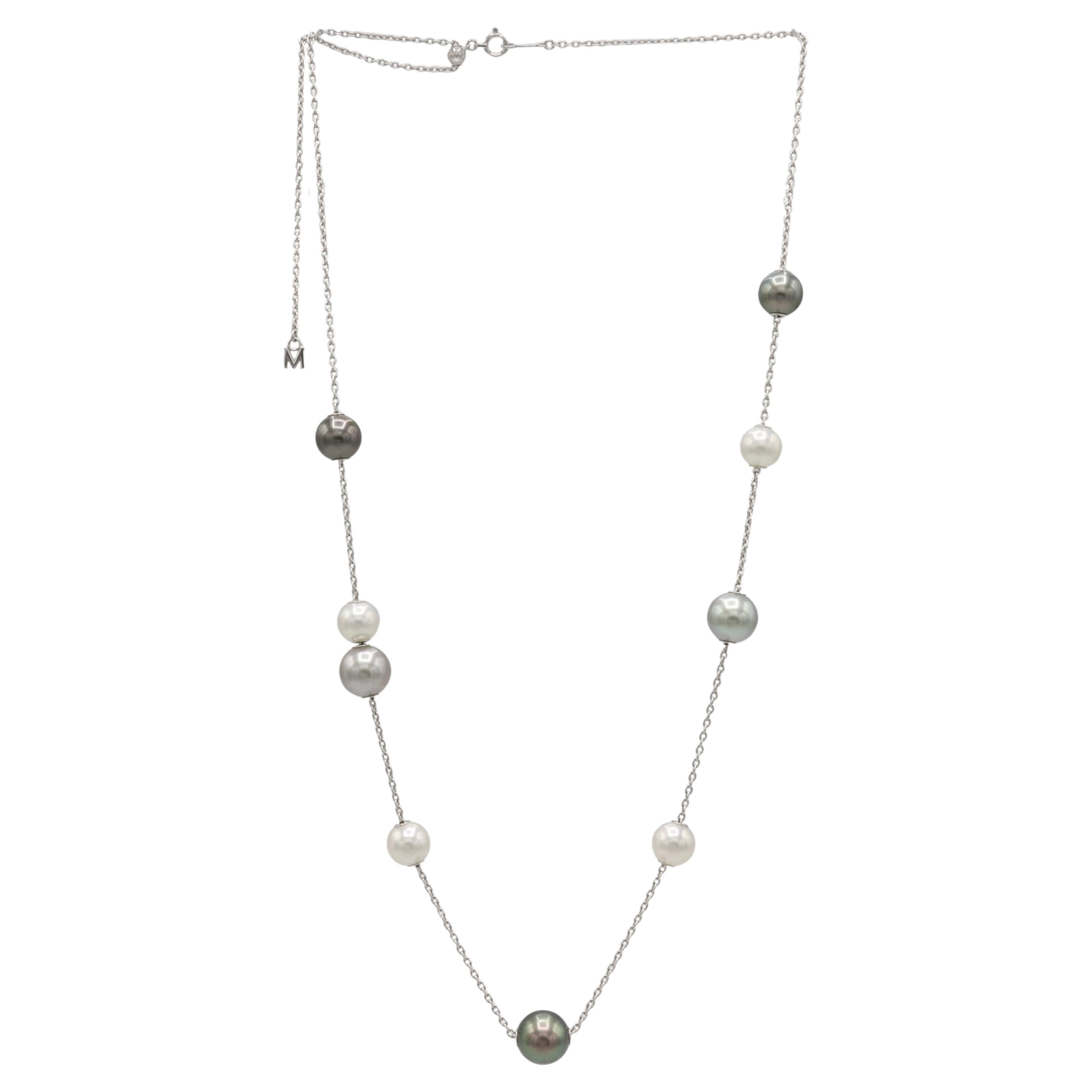 Mikimoto Pearls in Motion Movable Station 18K Kette Link Halskette Box & Papiere im Angebot