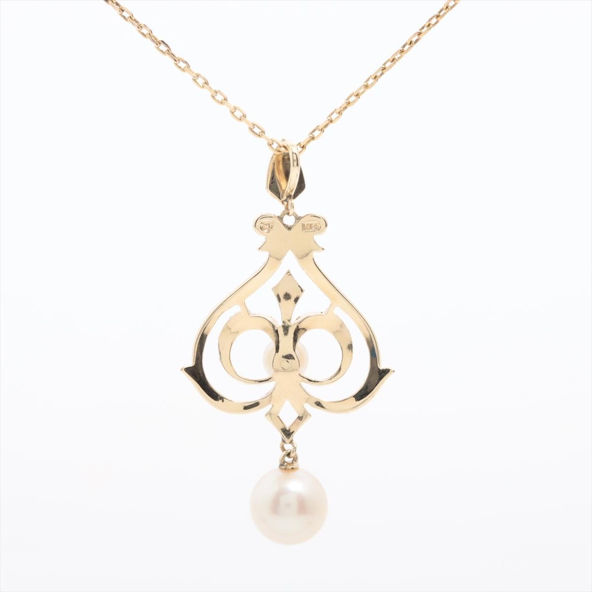 Moderno Ciondolo Mikimoto. Collana di perle Mikimoto Lavaliere Lavalier Dangle in oro 14k. in vendita